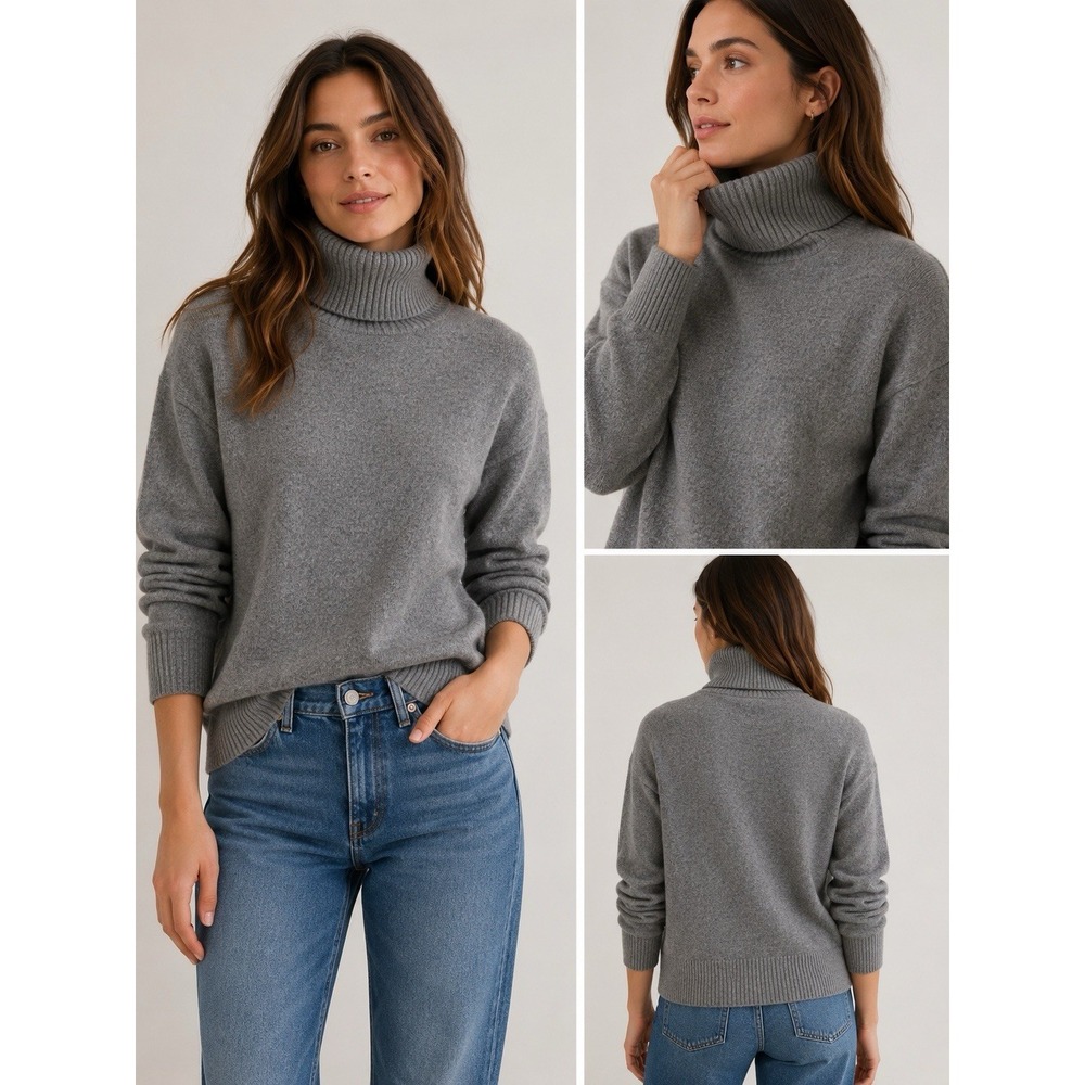 Madewell 100% Cashmere Gray Turtleneck Sweater Women's XS Responsible Cashmere
